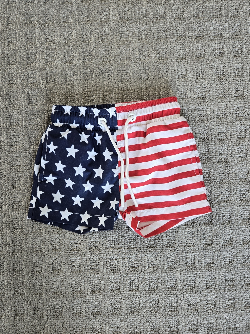 Kids American Flag Swim Shorts - Red & Blue